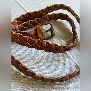 Braided Leather Belt - Brown